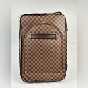 Authentic RARE 2008 Louis Vuitton Pegase 55 Damier Ebene w Red Lining & Suit Bag
